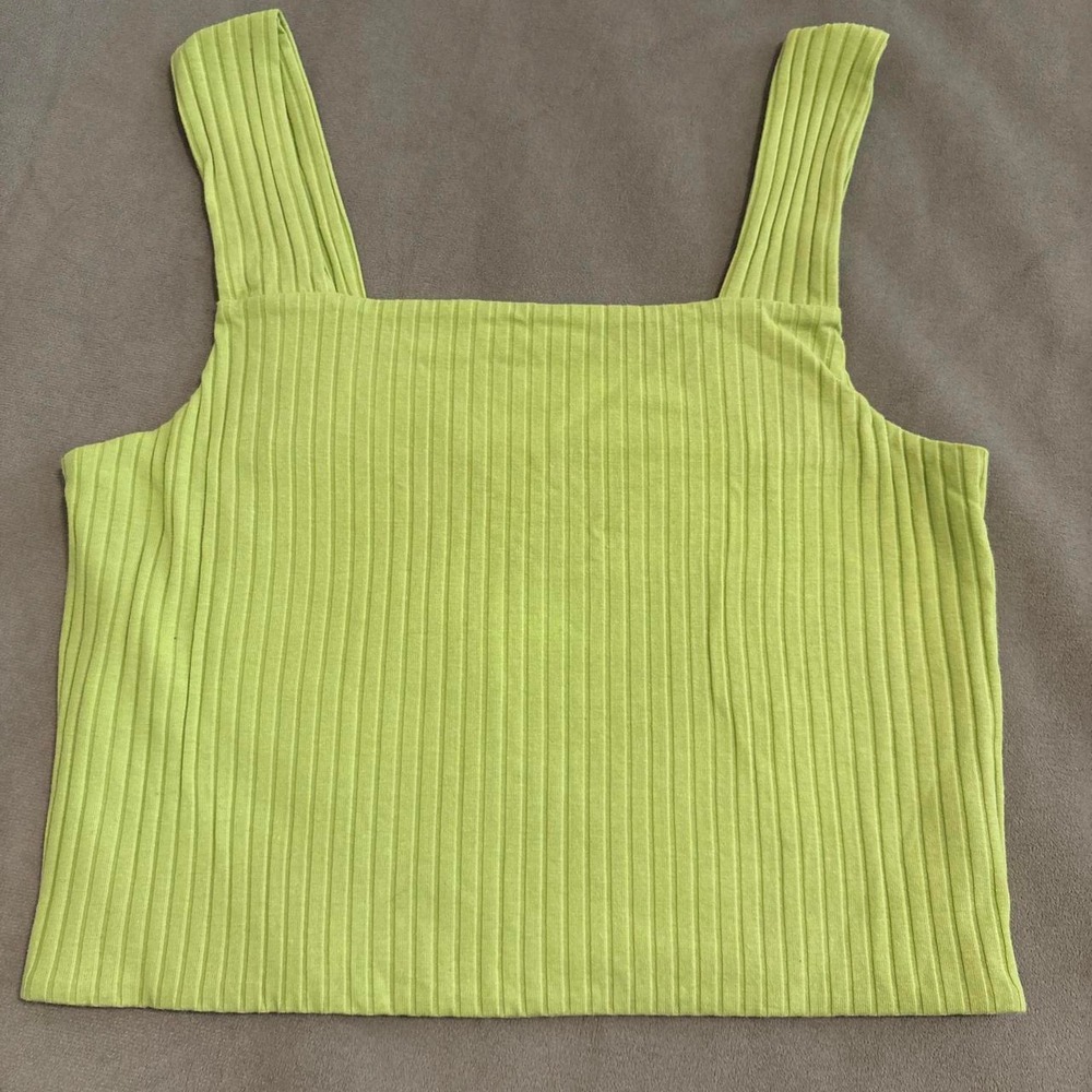 American Eagle Outfitters lime green ribbed cotton & polyester tank top